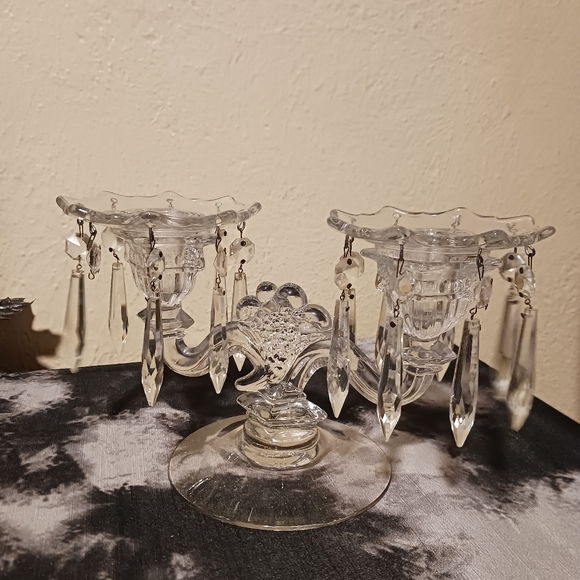 Vintage Crystal Double Candlestick Holder - Picture 3 of 7